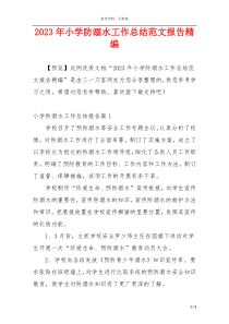 2023年小学防溺水工作总结范文报告精编
