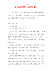 电子实习日记（实用3篇）