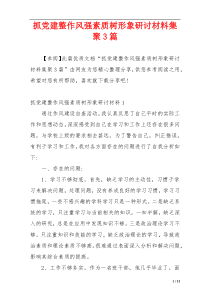 抓党建整作风强素质树形象研讨材料集聚3篇