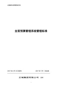 正域集团全面预算管理系统管理标准