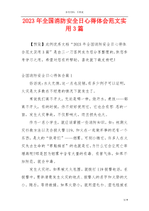 2023年全国消防安全日心得体会范文实用3篇