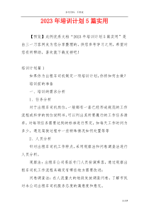 2023年培训计划5篇实用