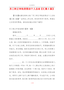 员工转正审批表简洁个人总结【汇集5篇】