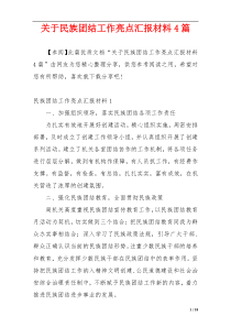 关于民族团结工作亮点汇报材料4篇