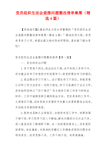 党员组织生活会查摆问题整改清单集聚（精选4篇）