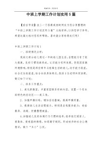 中班上学期工作计划实用5篇
