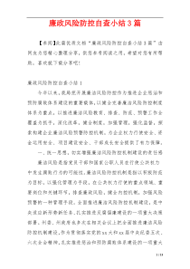 廉政风险防控自查小结3篇