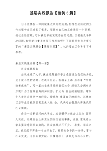 基层实践报告【范例5篇】