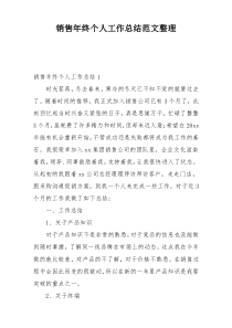 销售年终个人工作总结范文整理