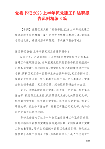 党委书记2023上半年抓党建工作述职报告范例精编3篇
