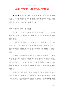 2023年学期工作计划大学精编