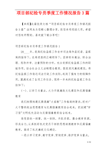 项目部纪检专员季度工作情况报告3篇
