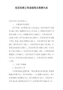 社区社保工作总结范文范例大全