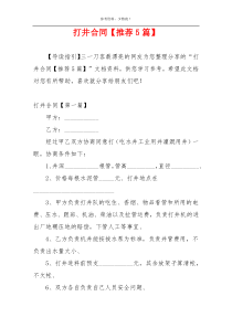 打井合同【推荐5篇】