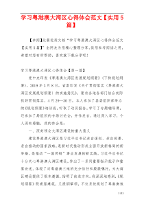 学习粤港澳大湾区心得体会范文【实用5篇】