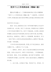 党员个人工作范例总结（精编5篇）