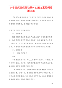 小学三抓三促行动具体实施方案范例通用3篇