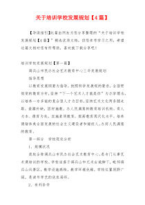 关于培训学校发展规划【4篇】