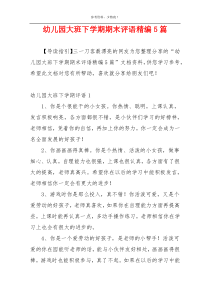 幼儿园大班下学期期末评语精编5篇