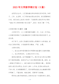 2023年大学新学期计划（5篇）