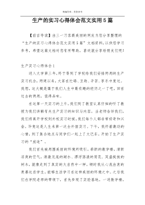 生产的实习心得体会范文实用5篇