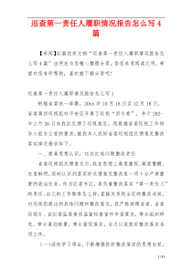 巡查第一责任人履职情况报告怎么写4篇