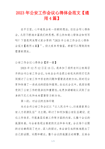 2023年公安工作会议心得体会范文【通用4篇】