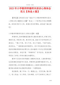 2023年小学教师师德师风培训心得体会范文【热选4篇】