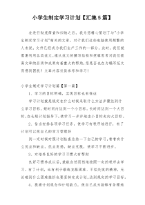 小学生制定学习计划【汇集5篇】