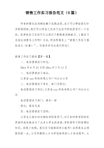 销售工作实习报告范文（8篇）
