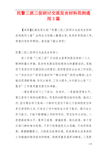 民警三抓三促研讨交流发言材料范例通用3篇