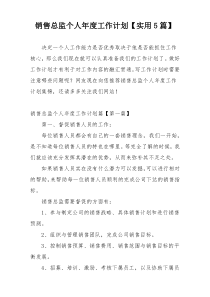 销售总监个人年度工作计划【实用5篇】