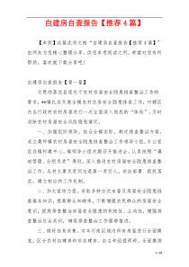 自建房自查报告【推荐4篇】