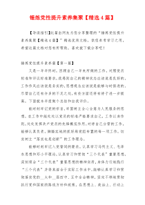 锤炼党性提升素养集聚【精选4篇】