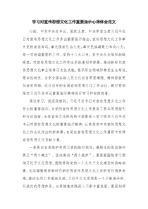 学习对宣传思想文化工作重要指示心得体会范文