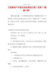 大型集体户外娱乐活动策划方案（实例）（精编2篇）