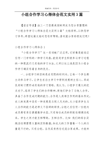 小组合作学习心得体会范文实用3篇
