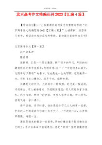 北京高考作文精编范例2023【汇编4篇】