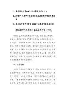 三篇：2023年开展学习贯彻第二批主题教育的工作计划及实施方案范文