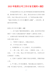 2023年医药公司工作计划【通用4篇】