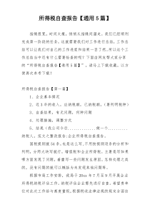 所得税自查报告【通用5篇】