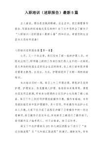 入职培训（述职报告）最新5篇