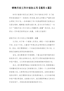 销售月份工作计划怎么写【通用4篇】