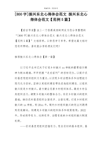 [800字]振兴东北心得体会范文 振兴东北心得体会范文【范例5篇】