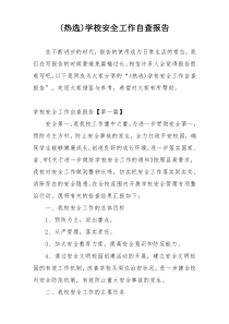 (热选)学校安全工作自查报告