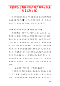 巡视整改方面存在的问题及整改措施集聚【汇集5篇】