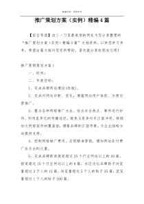 推广策划方案（实例）精编4篇