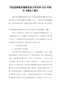纪检监察教育整顿党性分析材料2023年报告【精选4篇】