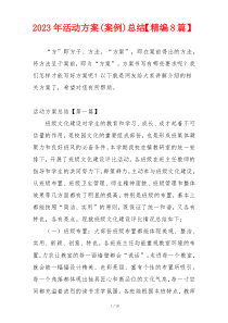 2023年活动方案(案例)总结【精编8篇】