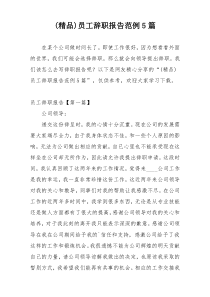 (精品)员工辞职报告范例5篇